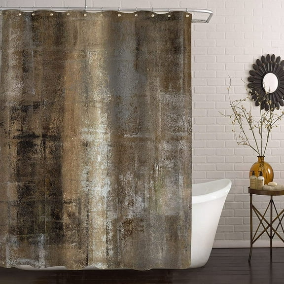 Muqhrev Vintage Tan Brown Rustic Polyester Shower Curtain, 72" x 72" Waterproof