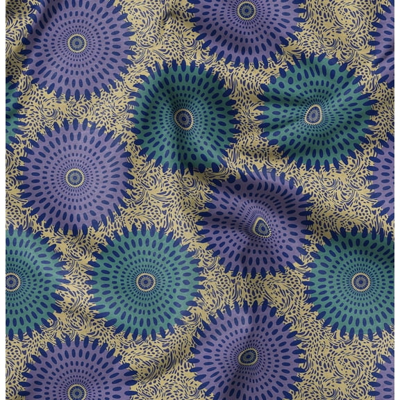 Soimoi Pure Silk Green Fabric By the Yard - 42 Inch Wide - African Tribal Material - Artistic and Modern Patterns for Various Uses Printed Fabric