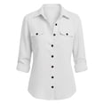 thumbnail image 3 of KyCheLot Button down Shirts for Women Solid Color Lapel Neck Long Sleeve Shirts Fall Comfy Work Shirts with Pocket, 3 of 8