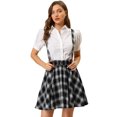 thumbnail image 1 of Falda de tirantes Plisado a cuadros Allegra K con cintura Elástica para Mujer Negro L, 1 of 6