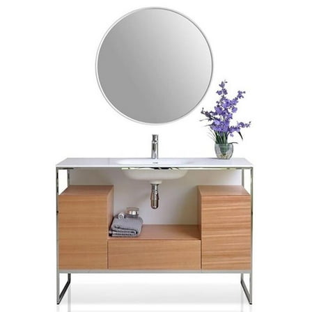 Ancerre Designs Tory 48" Transitional Wood Bathroom Vanity Set in Walnut