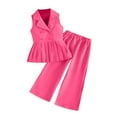 thumbnail image 2 of breaise Girls 2 Piece Outfits Button Front Ruffer Vest and Dress Pants Suit Sets, 2 of 7