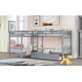 thumbnail image 3 of Tensun L-Shaped Twin Over Twin Bunk Bed for Four with Drawers, Ladder, Guardrail, Headboard, and Footboard, Noise-Free Wood Frame, No Box Spring Required, Grey, 3 of 5