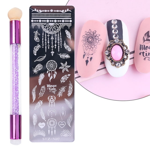 Flmtop 1Set Nail Stamping Plate Exquisite Pattern Shiny Effect DIY Nail Transfer Print Template for Makeup