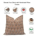 thumbnail image 3 of Fabdivine Block Print Throw Pillow Cover, 24x24 Inch Thick Linen Decorative Cushion Cover, Floral Print Boho Design Brown Pillow Cover for Sofa and Couch, 3 of 5