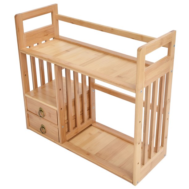 HURRISE Countertop Bookshelf,Desktop Bookcase,Bamboo Desktop Bookshelf