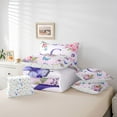 thumbnail image 5 of Homewish Flower Monogrammed C Bedding Comforter Set 7pcs for Kids, Cartoon Butterfly King Bedding Sets, Purple Initial Letter Reversible Bed Sheets, Breathable Home Decor, 5 of 7