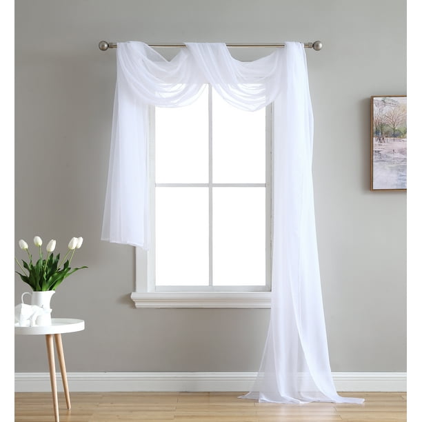 HLC.ME Sheer Voile Window Curtain Scarf - Valance - Fully Stitched ...