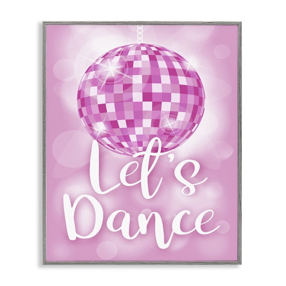 Stupell Industries Eclectic Let's Dance Bold Pink Disco Ball Gray Framed Giclee Art, 16 x 20, by Martina Pavlova