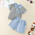 thumbnail image 2 of Toddler Boys Casual Outfit Sets Summer Cartoon carton Print Crew Neck Short Sleeve Shirt Tops With Shorts Two Piece Set Sportwear Gibobby(18-24 Months,Blue), 2 of 6