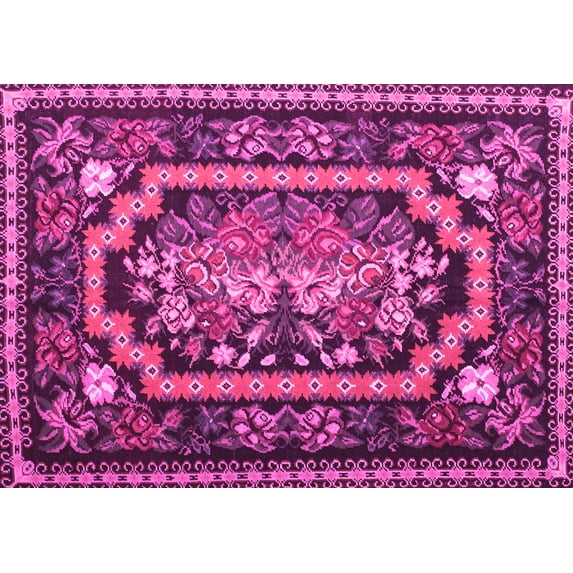 Ahgly Company Indoor Rectangle Medallion Pink French Area Rugs, 3' x 5'