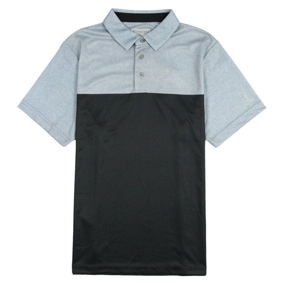 PGA Tour Men's Airflux Birdseye Block Polo Golf Shirt Small Black Gray