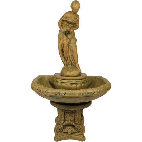 Solid Rock Stoneworks Square Back/Large Jug Lady Fountain - 62" Tall - Brushed Moss