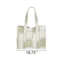 thumbnail image 2 of Women's Vintage Gingham Floral Quilted Tote Bag, Large Capacity Casual Shoulder Bag for Shopping, 2 of 5