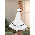 thumbnail image 3 of Women'S 2025 Summer Flowy Maxi Dress Casual Sleeveless Spaghetti Strap Ruffle Beach Long Dresses White and Black S, 3 of 4