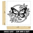 thumbnail image 2 of Monarch Butterfly with Roses in Circle Frame Self-Inking Rubber Stamp Ink Stamper - Fuchsia Ink - Small 1 Inch, 2 of 7