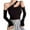 Black, variant on Zupora Women Crop Top Off One Shoulder Spaghetti Strap Asymmetric Neck Silm Fit Flounce Ruched Hem Long Sleeves Camisole Tee Shirts Causal Fitted Sexy Fashion Blouses Club Party, Black Green, One Size