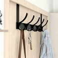 thumbnail image 4 of Over The Door Hooks 5 Hook Heavy Duty Steel Hanger for Coats Towels Hats Backpacks, Rust Resistant Scratch Free Space Saving Door Organizer, No Drill Installation, Black, 4 of 6