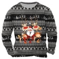 thumbnail image 2 of Sudadera sin capucha para hombre, informal, a la moda, con cuello redondo, estampado navideño, jersey de manga larga, blusa de poliéster para hombre, 2 of 4