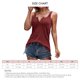 thumbnail image 5 of Top sin mangas con cuello en V, tirantes de color puro, doble correa para el hombro, cómoda camisa informal de moda para mujer, rojo vino XXL, 5 of 5