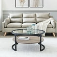 thumbnail image 5 of Evelyn&Zoe Winston 34.75" Wide Round Coffee Table, Blackened Bronze/Gray Oak, 5 of 7