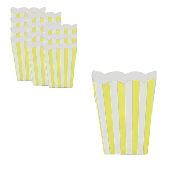 IMossad 12pcs Striped Popcorn Boxes - Large Capacity Paper Cartons for Birthday Party/Cinema/Picnic, Portable Food Packaging Containers