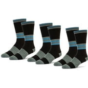 FUN TOES Men Mid Weight 70% Merino Wool Hiking Socks -Patterned- 3 Pairs Pack Black/Grey/Blue