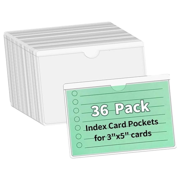 Giaone Pack of 36 Clear Label Holders Adhesive Design Insert Pockets Filing Pouches
