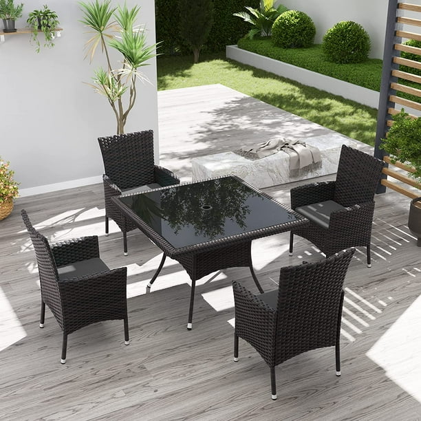 Kullavik 5Piece Patio Outdoor Dining Set, Wicker Patio Furniture Set