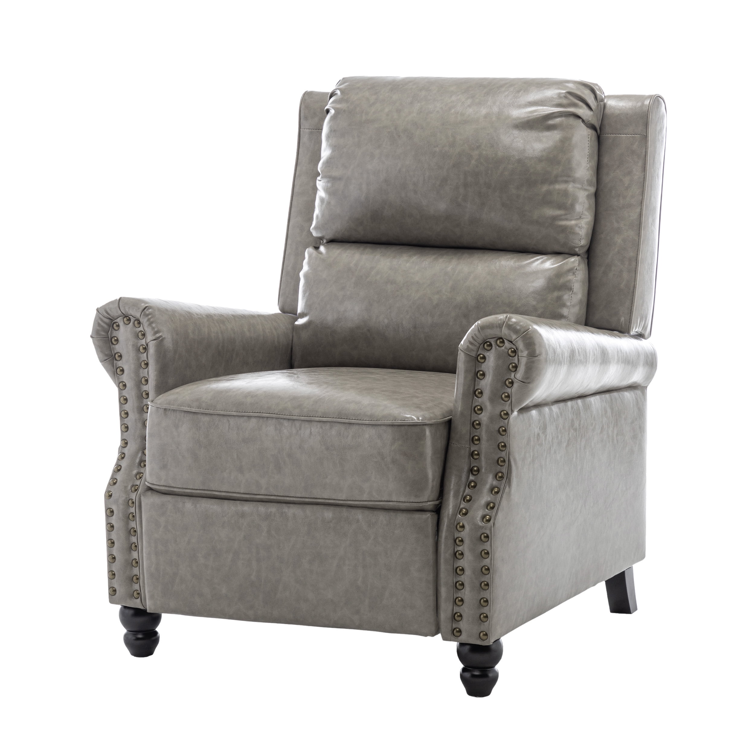 DREAMSIDEA Pushback Recliner Chair Faux Leather Wingback Chair Home Theater Single Sofa for Living Room, Gray