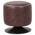 thumbnail image 2 of NPD Furniture Gaia 18" Round Faux Leather Ottoman in Brown/Gray, 2 of 2