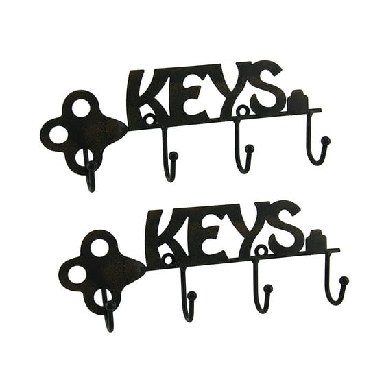 2 Piece Rustic Brown Keys Word Key Holder Wall Hanging Set 2 Piece Rustic Brown Keys Word Key Holder Wall Hanging Set