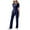 Navy, variant on Nursing Uniform Scrubs for Women Set Modern V-Neck Top and Drawstring Yoga Pants, Slim-fit Workwear Scrub Set Solid Color Top and Pants, S-2XL