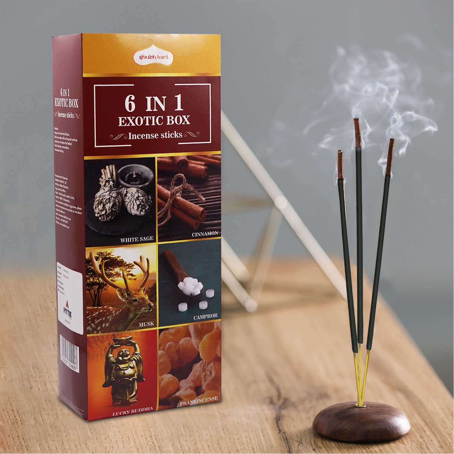 Shubhkart 6 in 1 Exotic Incense Sticks Pack Set, 120 Sticks (Assorted Fragrances) - image 4 of 7