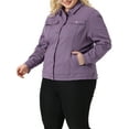 thumbnail image 4 of Agnes Orinda Women's Plus Size Jean Jacket Stitching Button Washed Denim Outerwear Coat 2X Purple, 4 of 6