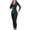Black, variant on WREESH Womens Long Sleeve Jumpsuits Yoga Pants V-Neck Jumpsuit with Seamless Abdominal Tight Body Shaping Clothing Black