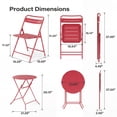 thumbnail image 3 of KAMEROUT 3 Pieces Steel Folding Bistro Set with Weather-Resistant Patio Table & 2 Chairs, Red, 3 of 6