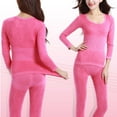 thumbnail image 3 of ZSQDM Womens Thermal Underwear Set Womens Thermal Underwear Set Long Winter Clothes Base Layer Cuddle Duds Top And Bottom Thermals Sets Hot Pink A, 3 of 5