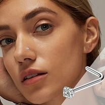 1PC Stainless Steel Nose Stud Round 3MM Crystal Nose Piercings L Shape Nose Ring Nostril Body Piercing Jewelry