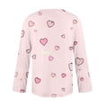thumbnail image 5 of Women's Long Sleeve Heart Print Blouse Under $10 Casual Comfortable Collared Shirt Valentine's Day Theme Fashion Top, 5 of 5