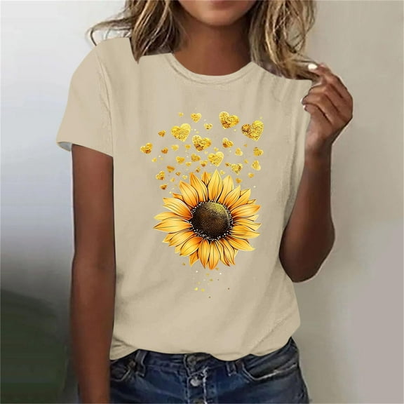 Fengqque 2025 Modern Women's Casual Round Neck Printed Pullover Short Sleeve T-Shirt