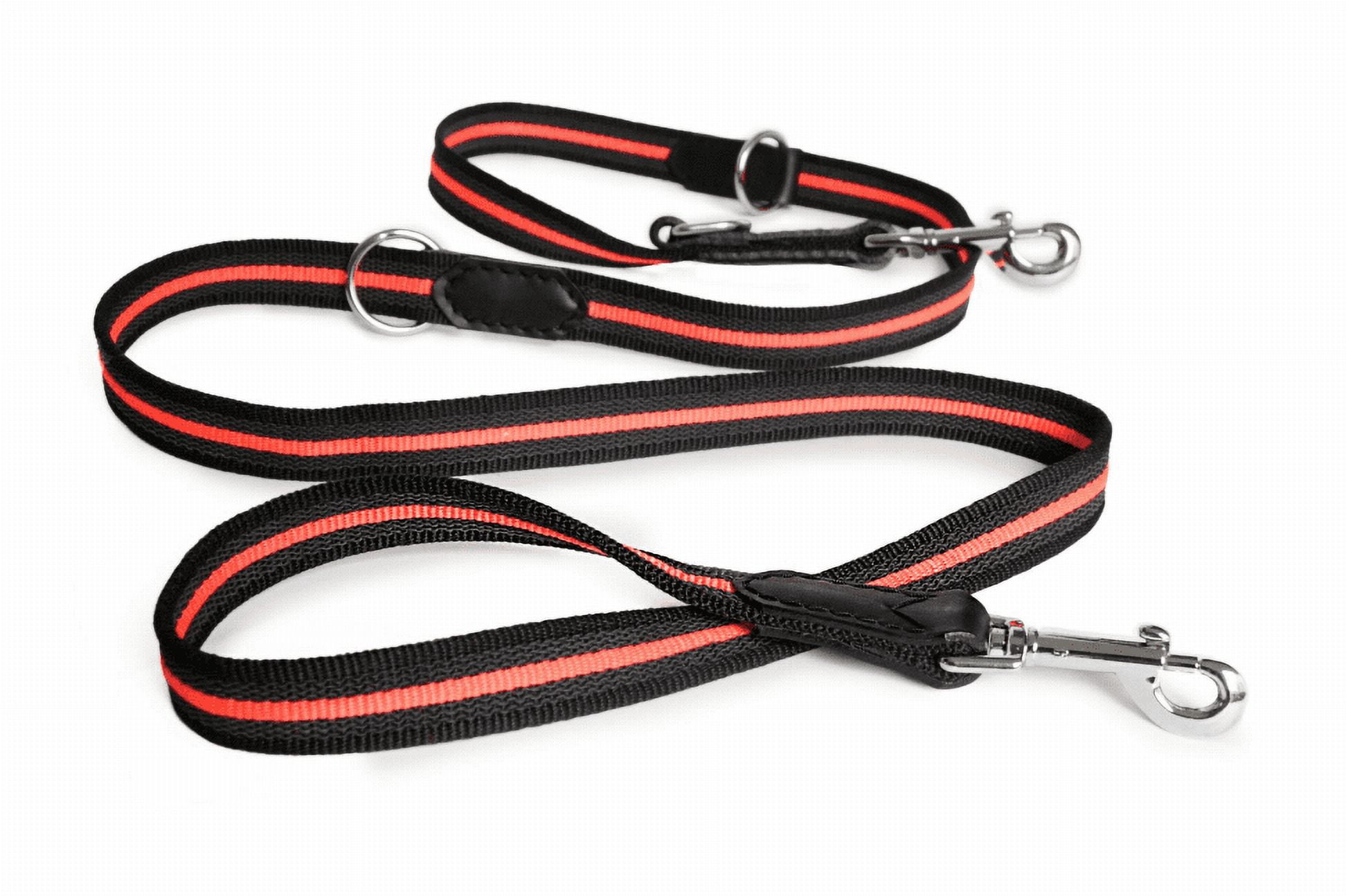 Alvalley Reflective Anti-Slip Multi Use Snap Hands Free Dog Training Leash - Durable, Strong Nylon Webbing with Leather Dog Leash for Training & Walking (Black, 6.5 ft Long with 19 mm Thickness)