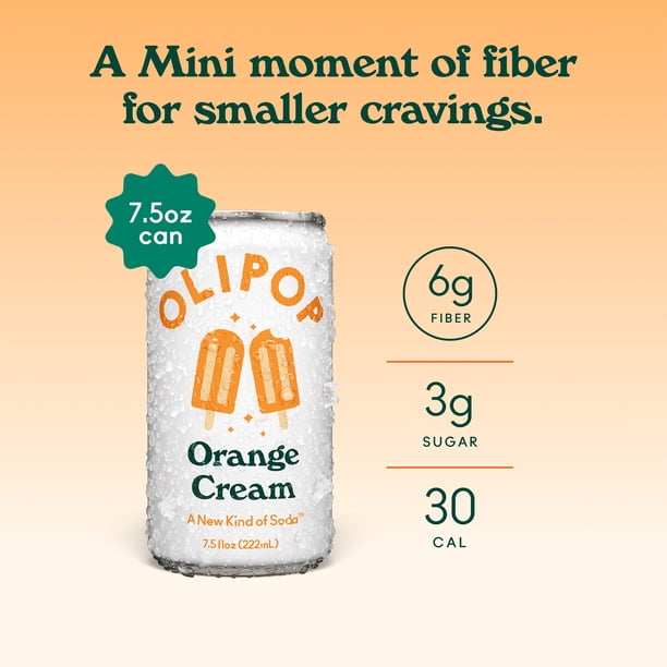 Olipop Minis Prebiotic Soda Pop, Orange Cream, High Fiber, 7.5 fl