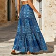 thumbnail image 4 of XIAOCHA Women's Elastic Waist Tiered Maxi Skirt Patchwork Print Flowy Bohemian Long Skirt, 4 of 7