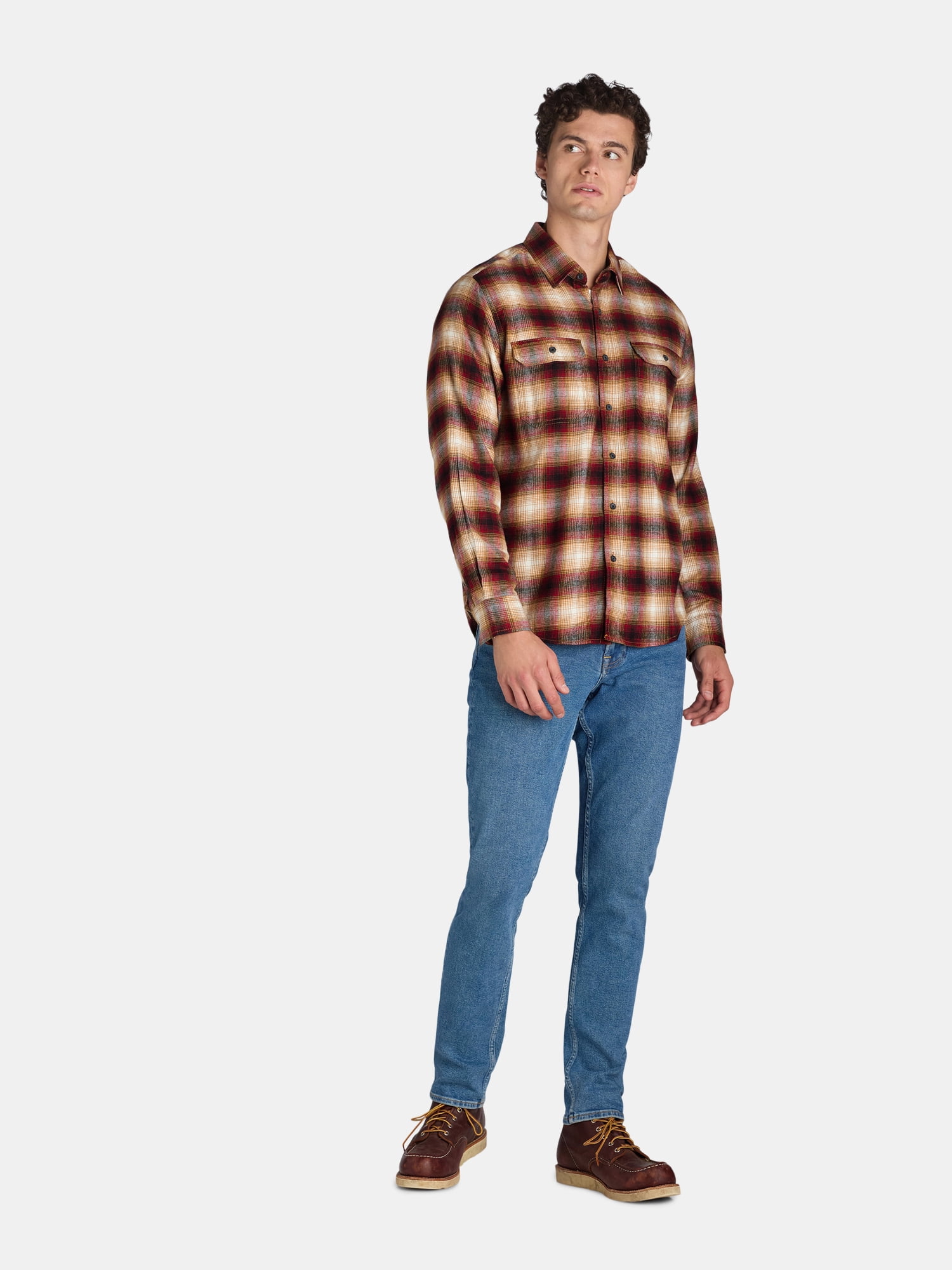 George Men's & Big Men's 2-Pack Flannel Shirt with Long Sleeves, Sizes XS-3XLT