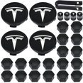 thumbnail image 1 of Kit de Capuchons de Roue, Couvre-Moyeu Central de Roue Tesla Coussinets pour Tesla Modèle 3, Modèle Y, Modèle S, Modèle X, Logo Argenté, 1 of 5