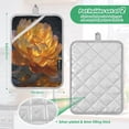 thumbnail image 3 of 2 Pieces Square Heat Insulation Pads Square Heat Insulation Gloves Oven Gloves Kitchen Gloves Cooking Gloves Heat Insulation Gloves Golden Peony Flower, 3 of 7