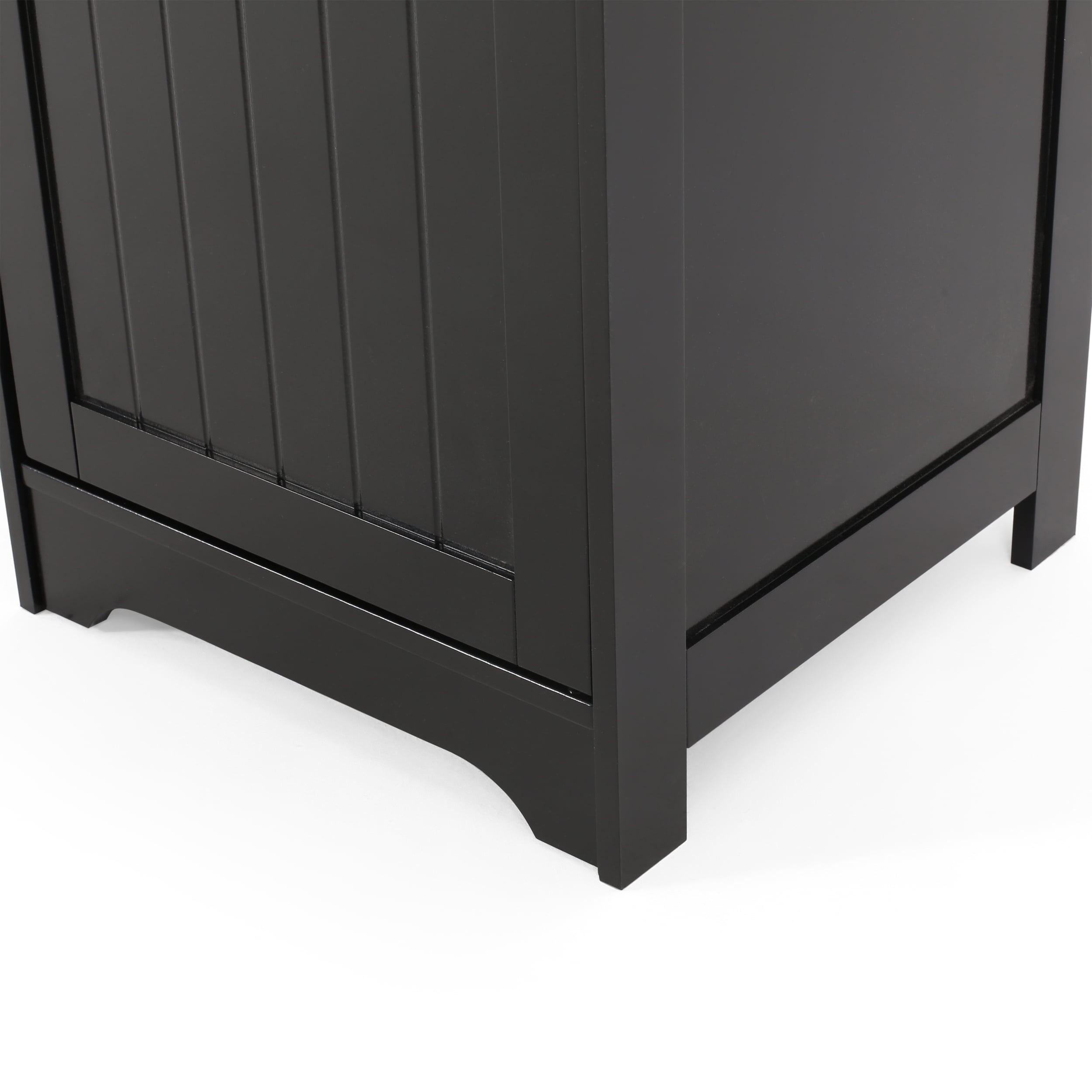 Noble House Yehuda Modern Free Standing Bathroom Linen Tower Storage Cabinet, Black