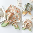 thumbnail image 3 of Xfvqtps Womens Silk Scarf Flower Print Lively Fashion Versatile Multi Functional Decorative Breathable Spring and Summer Cotton and Linen Headband Square Scarf Green, 3 of 3