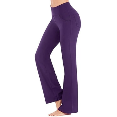 Yubnlvae Women's High Waist Bootcut Yoga Pants Basic, with Pockets Tummy Control Workout Flare, High Waisted Yoga Pants Dress Pants, Running Pants Long Bootleg Flare Pants Purple, Size: S-4XL